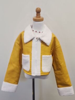 ASOS Girls Mustard Sherpa Trim Jacket Size 10